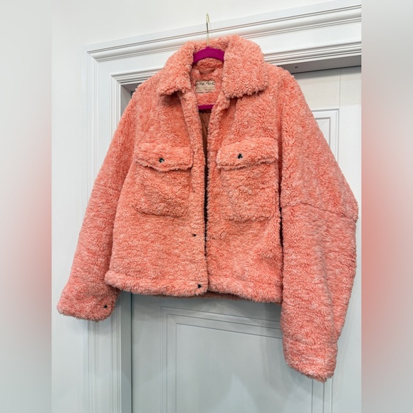 Free people Teddy swing coat we the free medium pink fuzzy - Picture 1 of 4